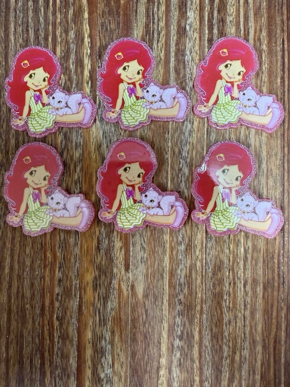 6 Pc Strawberry Shortcake Acrylic Flatbacks